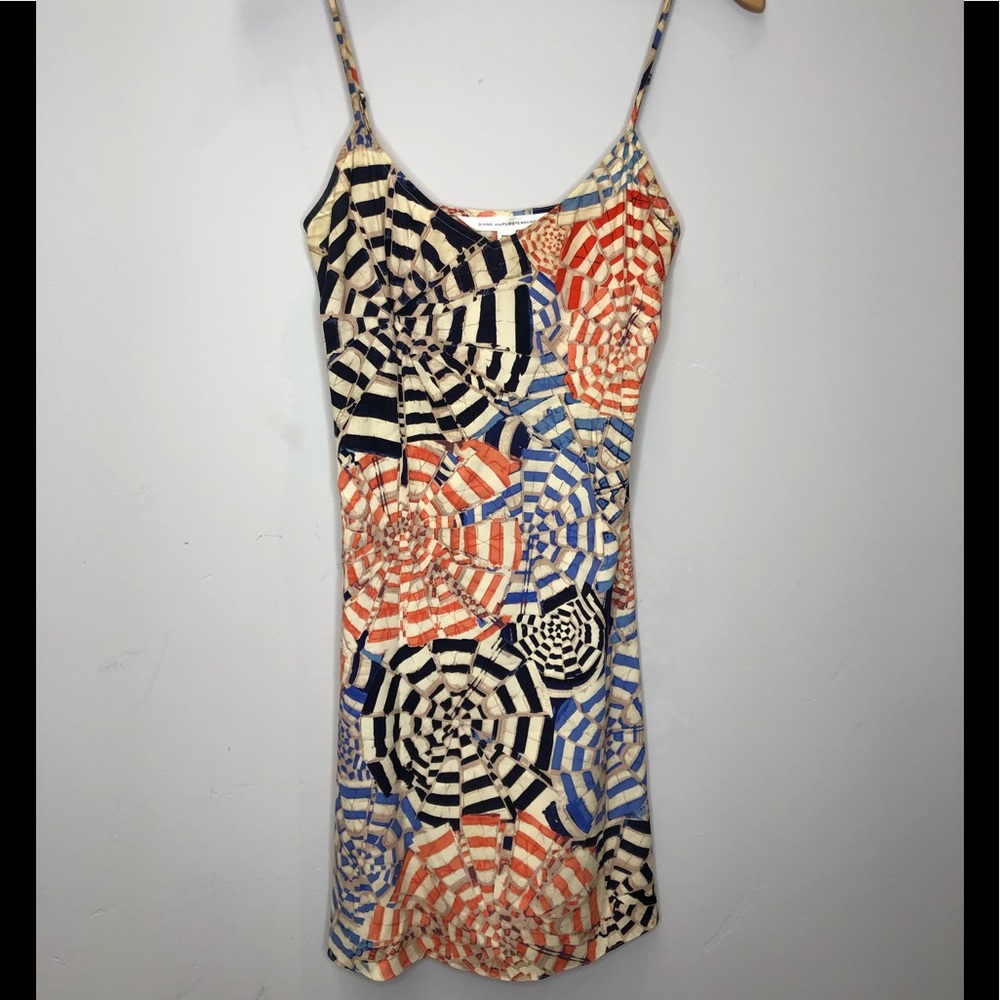 Diane Von Furstenberg Iconic Red White Blue Italian Silk Slip Dress